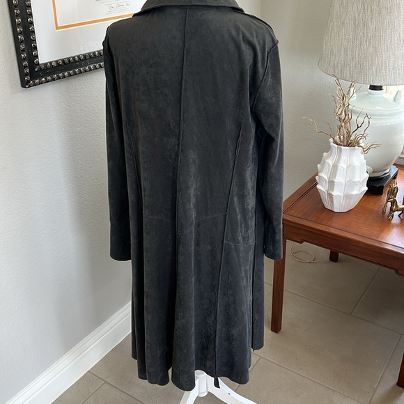 Suede Soft Surroundings Gray Suede Like Duster Petite Large - Picture 4 of 5